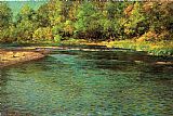 John Ottis Adams Canvas Paintings - Iredescence of a Shallow Stream